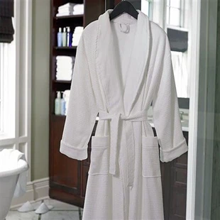 White Waffle Weave Hotel xalati